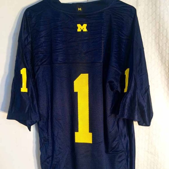 ADIDAS NCAA MICHIGAN WOLVERINES #1 Blue JERSEY All Sizes  New with tags - Picture 2 of 4